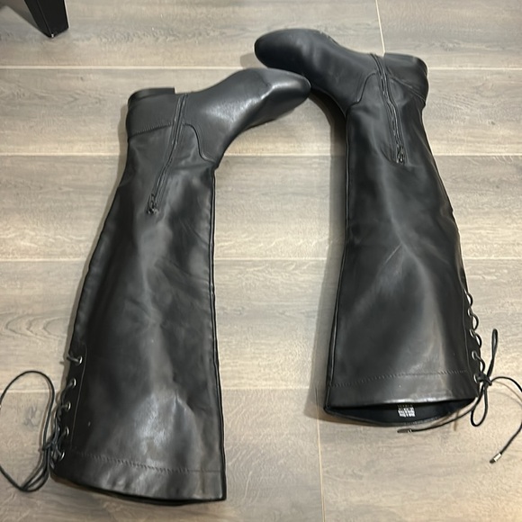 Aldo Catera Black Knee High Boots Faux Leather Size 11 - Picture 9 of 17